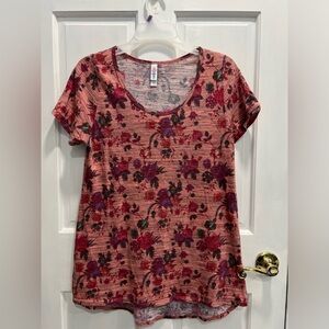 LULAROE Pink Floral Comfy Classic T Size LARGE 14-16 Womens Pre Loved